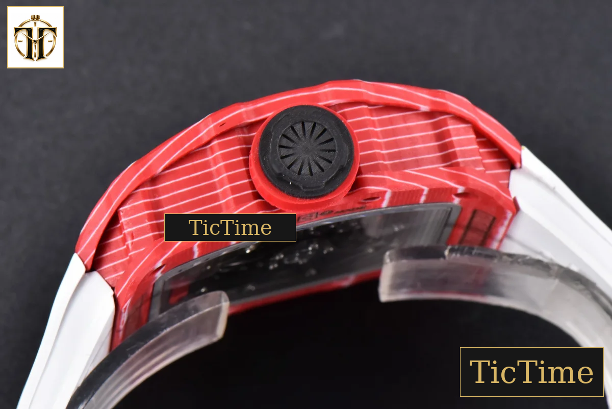 RM035-02 42mmx50mm ZF Red Carbon Dial white Rubber Strap V5 NH05A — foto 15