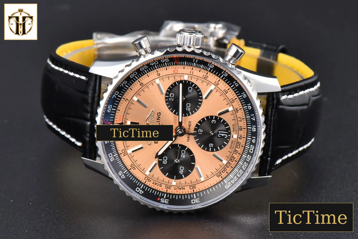 Navitimer B01 43mm BLSF RG Dial Black Subdial Black Leather Strap A7750 — foto 12