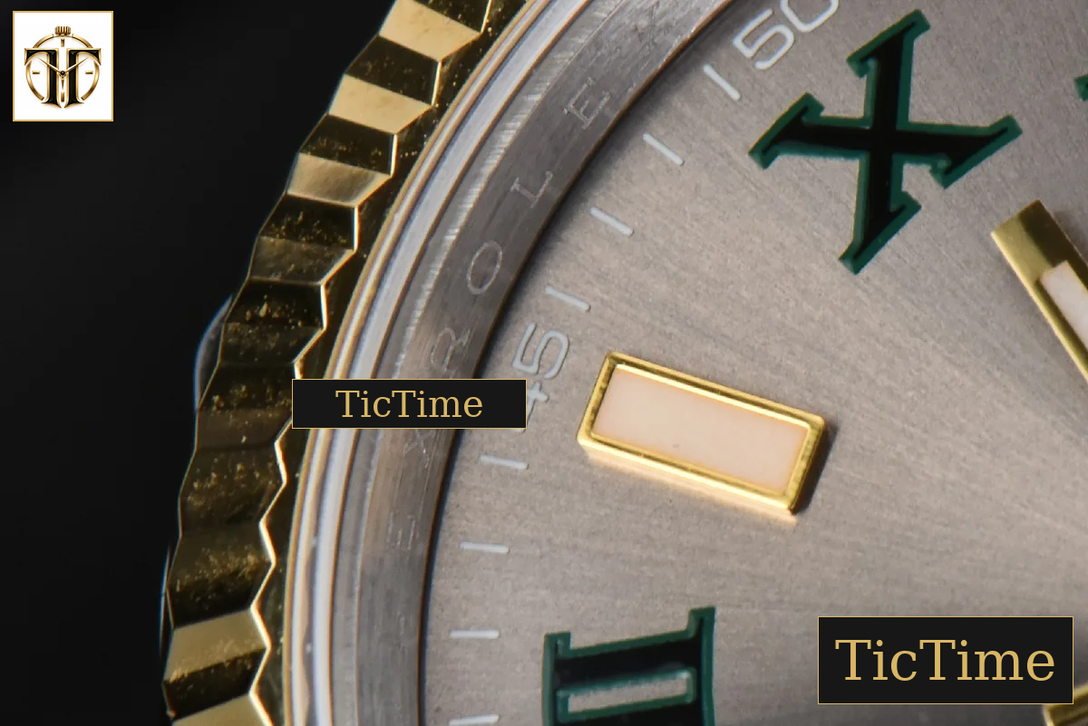 DateJust 36mm BPF YG/SS Wimbledon Gray Dial Green Roma Marker Jubilee Bracelet A2824 — foto 6