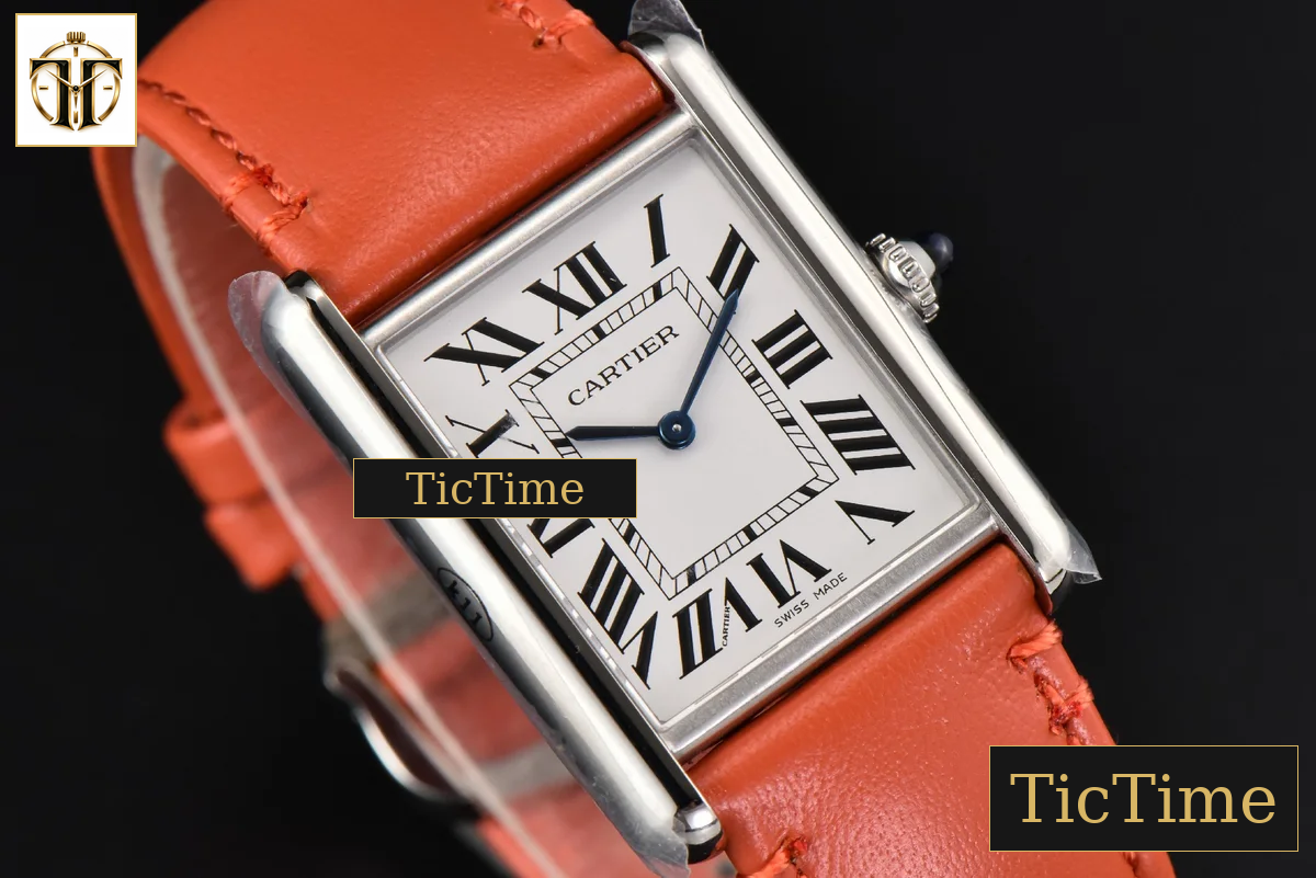 Tank Must Large 33.7×25.5mm K11F White Dial Orange Smooth Calf Strap Quartz — foto 10