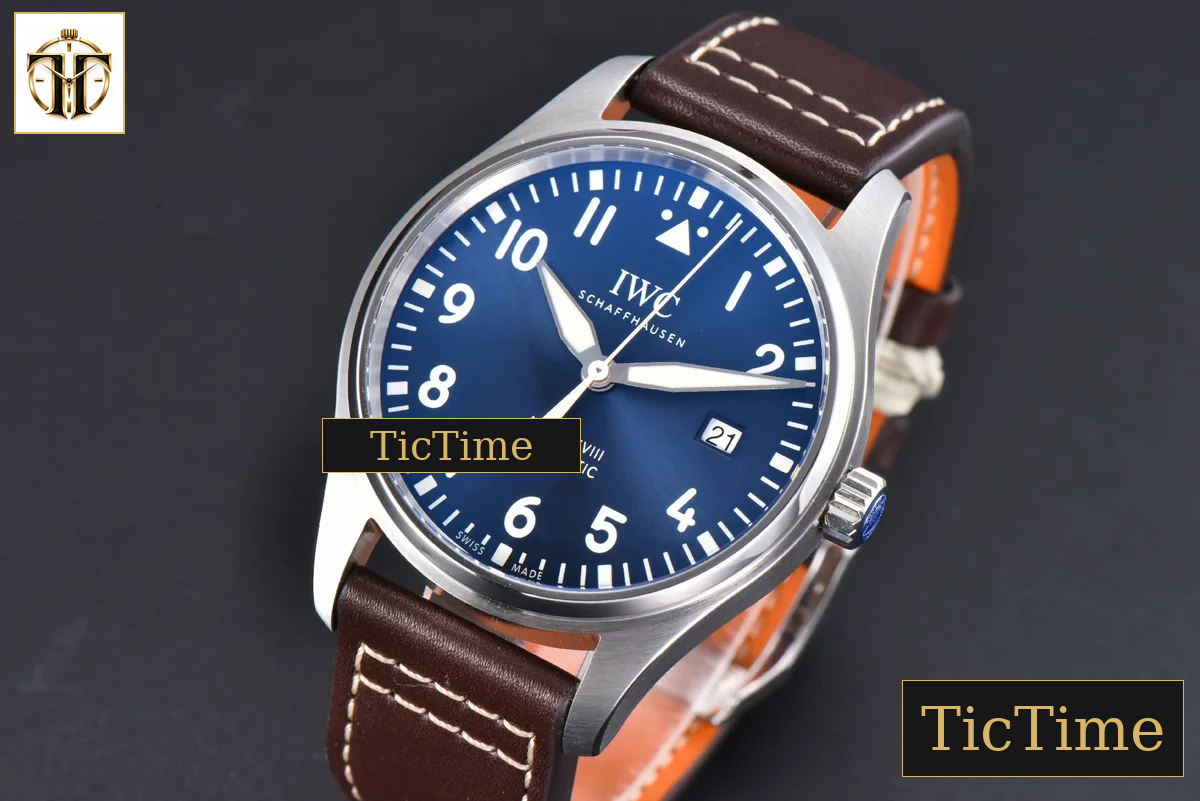 Mark XVIII IWC327010 40mm V7F Blue Dial Brown Leather Strap A2892 — foto 4