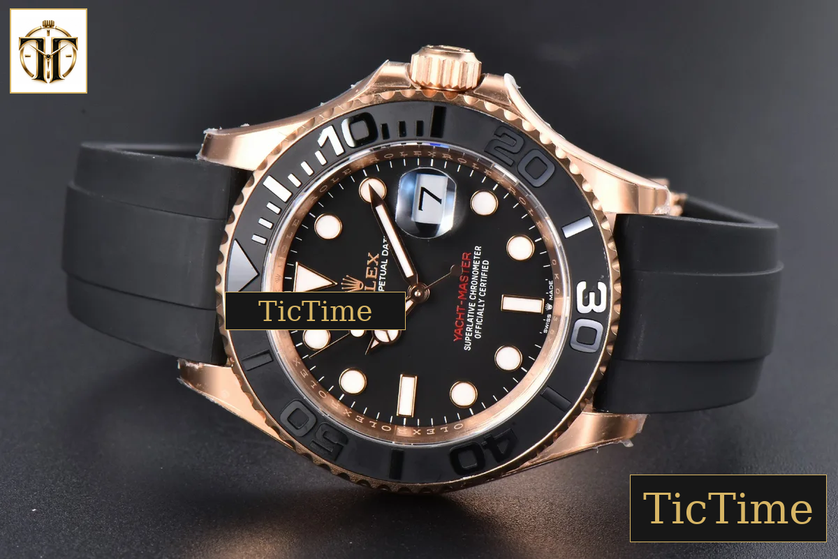Yacht-Master 904L 126655 40mm Clean Factory RG Ceramic Black Dial Oysterflex Strap VR3235 — foto 17