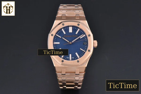 Foto frontal — Royal Oak “50th Anniversary” 15510 41mm APSF RG Blue Dial RG Bracelet V2 Free Sprung SA4302