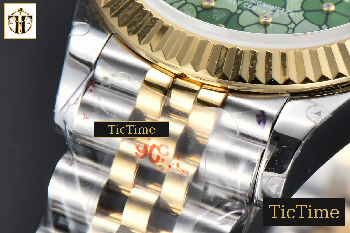 DateJust 904L 31mm GMF YG Fluted Bezel Green Flowers Dial Jubilee Bracelet A2824 — foto 10