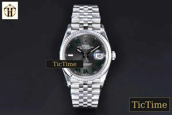 Foto frontal — DateJust Wimbledon 126234 36mm VSF Gray Dial Green Marker Jubilee Bracelet VS3235