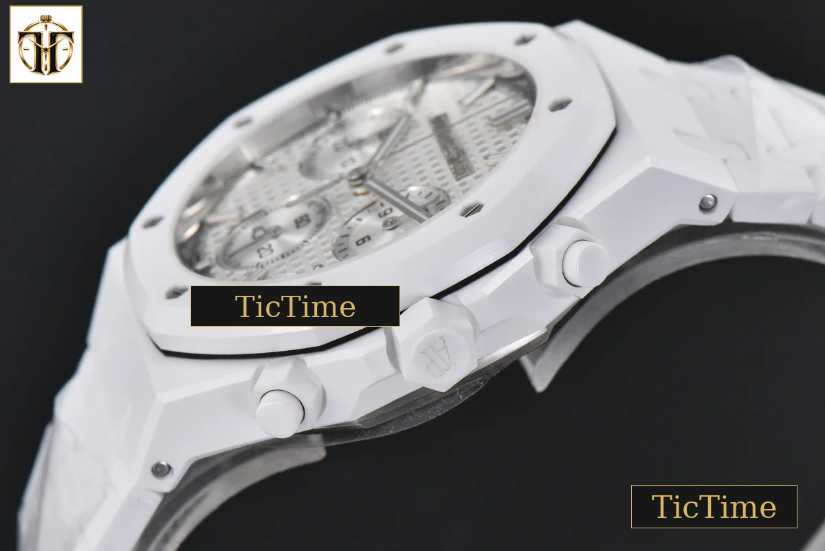Royal Oak Chronograph 26240 41mm APSF Ceramic Sliver Checkered Dial Sliver Subdial Ceramic Bracelet V2 SH4401 — foto 13