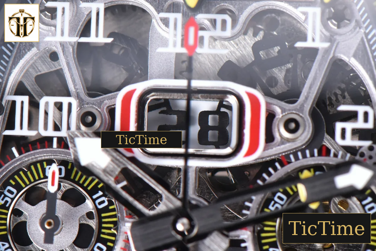 NTPT Chrono RM011 KVF Skeleton Dial Black Crown Red Rubber Strap V2 A7750 — foto 11