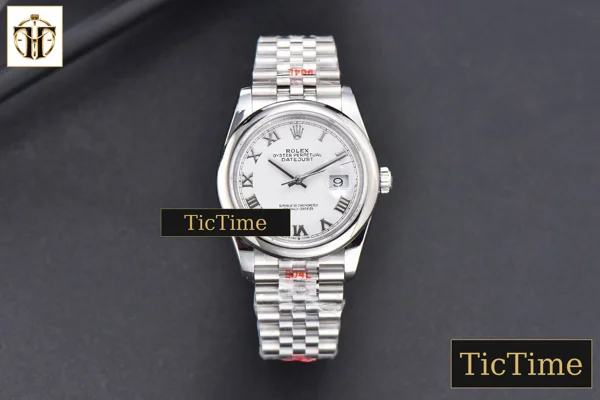 Foto frontal — DateJust 36mm GMF SS Smooth Bezel White Dial Roma Marker Jubilee Bracelet VR3235