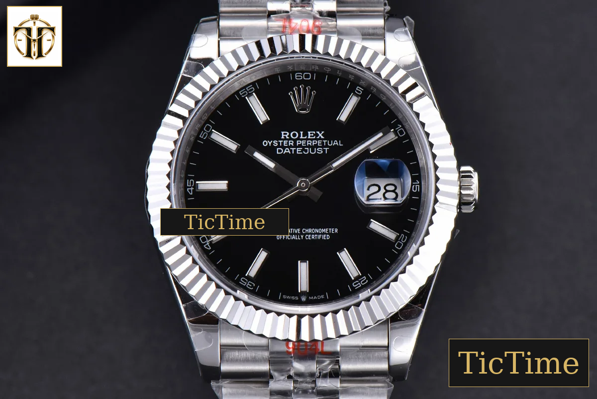 Datejust 41mm GMF SS Black Dial Lume Marker Fluted Bezel Jubille Bracelet VR3235 — foto 2