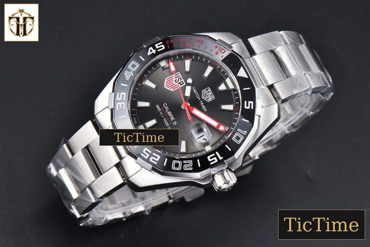 Aquaracer Calibre 5 43mm OF Black Dial Red Hands SS Bracelet Swiss SW200 — foto 4