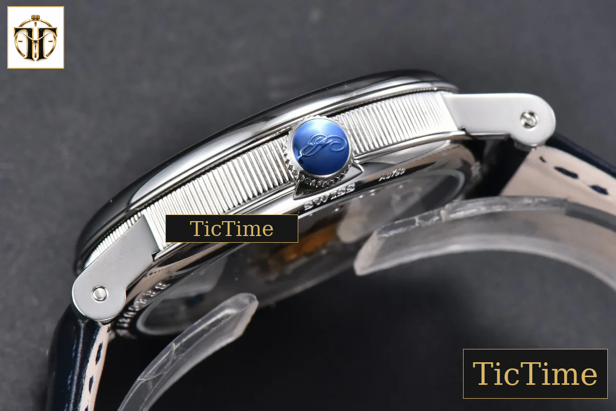 Tradition 7057BB 40mm ZF Silver Dial White Subdial Blue Leather Strap A505 — foto 12