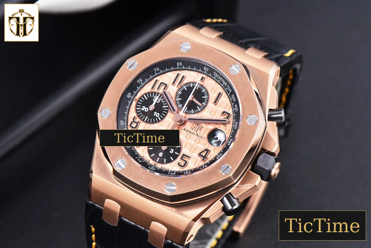Royal Oak Offshore 26470OR 44mm JF RG YG Dial Black Subdial Black Leather Strap A3126 — foto 5
