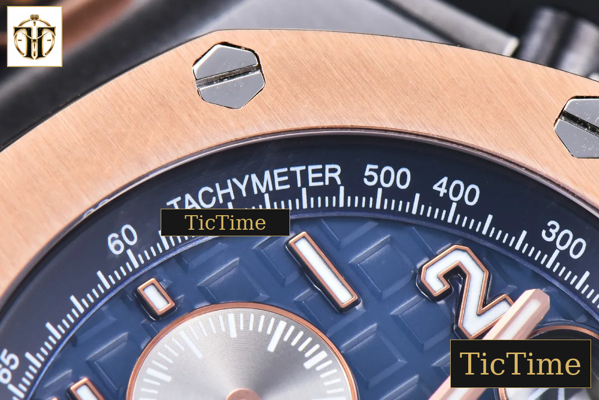 Royal Oak Offshore 26471SR 44mm JF RG Blue Dial Black Leather Strap A3126 — foto 11