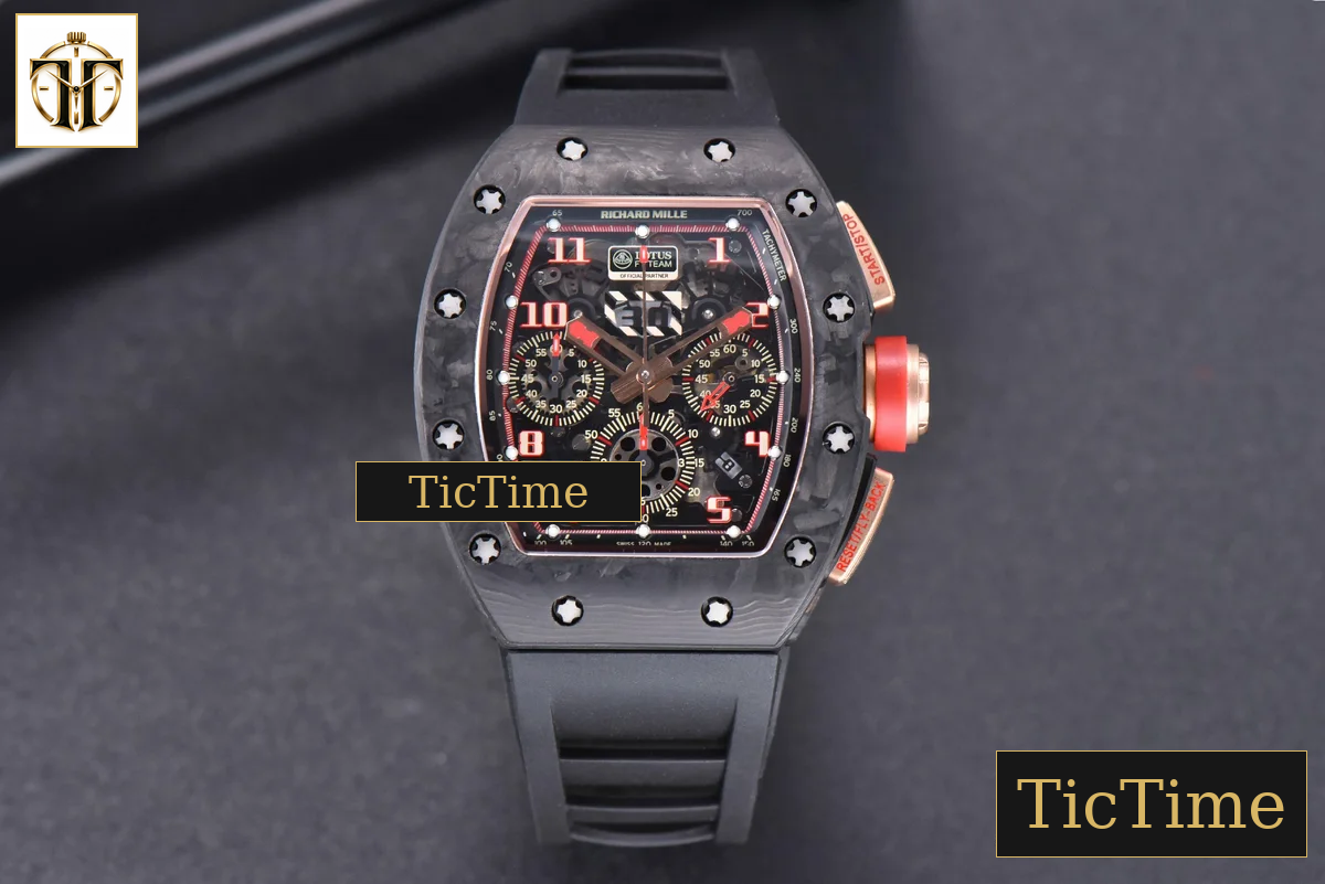 NTPT Chrono RM011 KVF Skeleton Dial Red Crown Black Rubber Strap V2 A7750 — foto 3