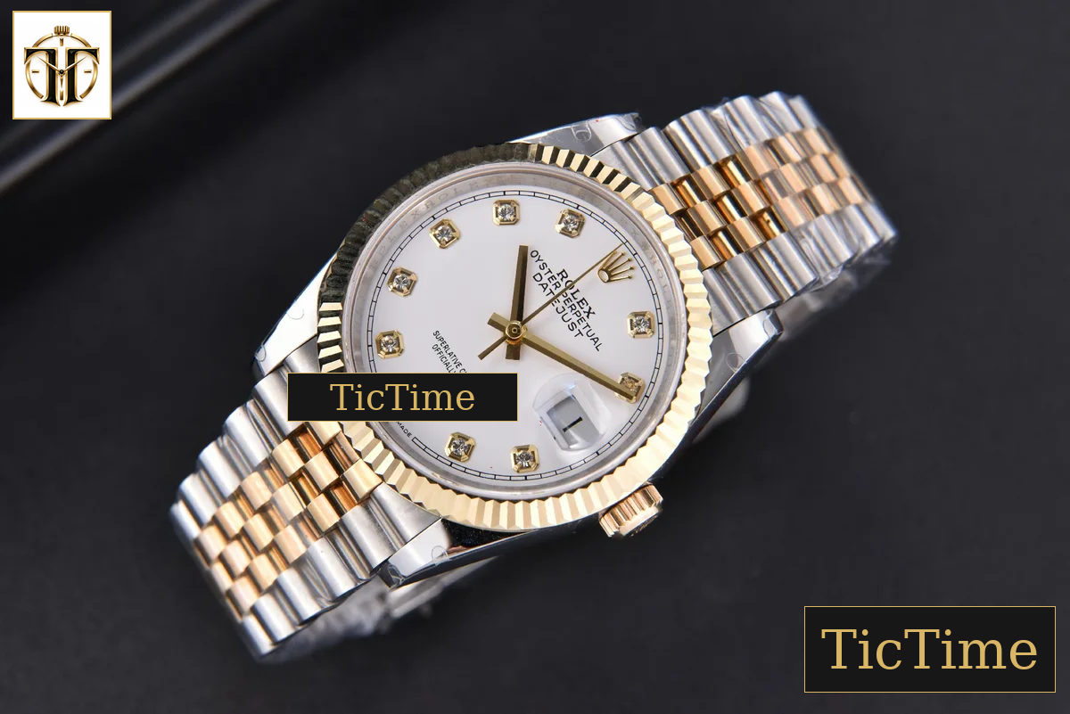 DateJust 904L 36mm GMF YG/SS Fluted Bezel White Dial Diamond Marker Jubilee Bracelet VR3235 — foto 3