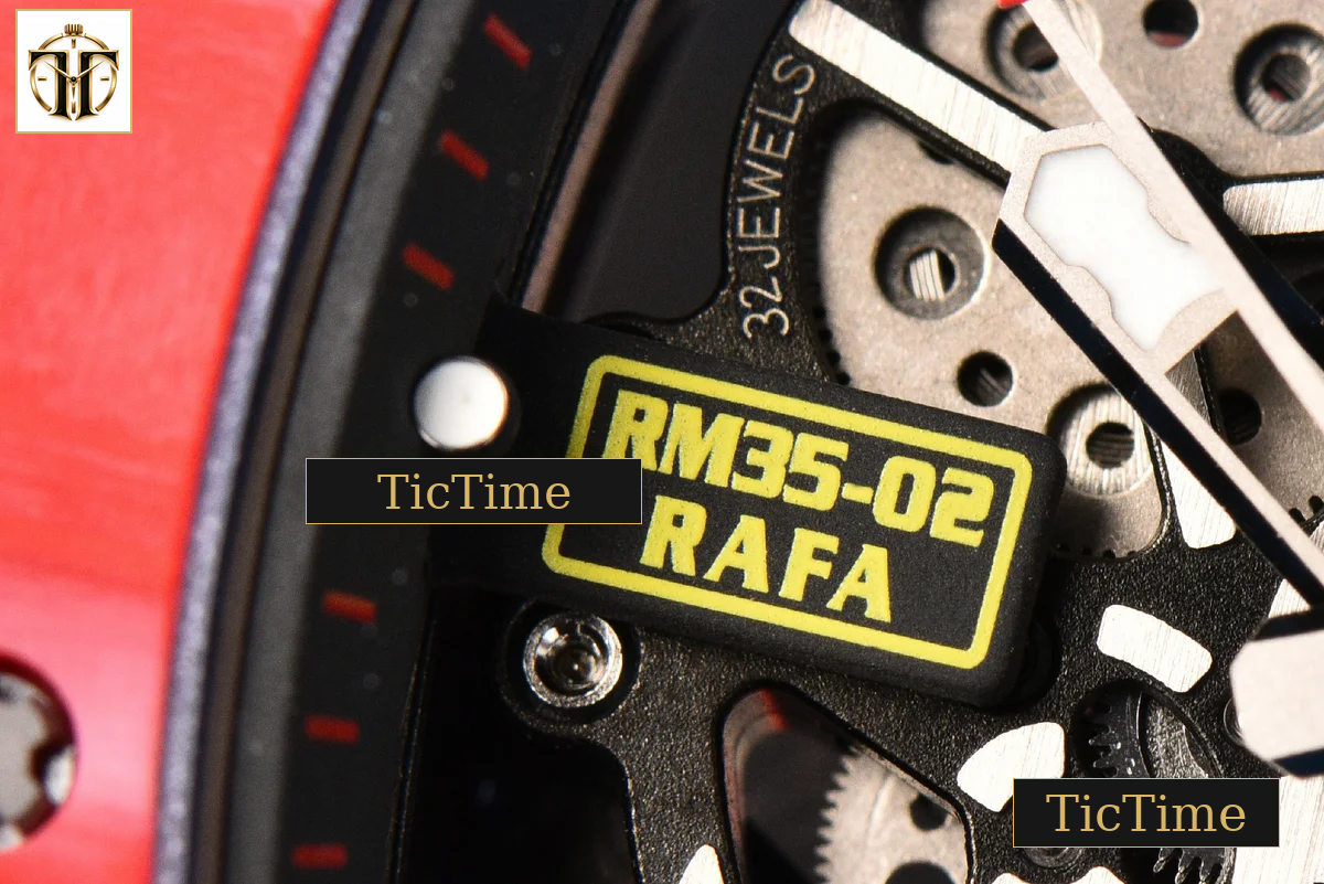 NTPT RM035-02 ZF Red Bezel Black Skeleton Dial Red Crown Red Rubber Strap V7 RMAL1 — foto 8