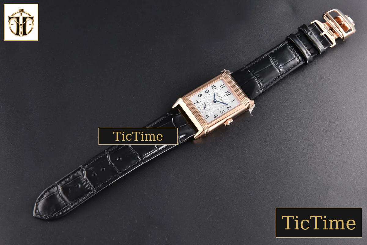 Master Reverso Tribute Small Seconds 30x47mm MGF RG White Square Dial Black Leather Strap A854A — foto 33