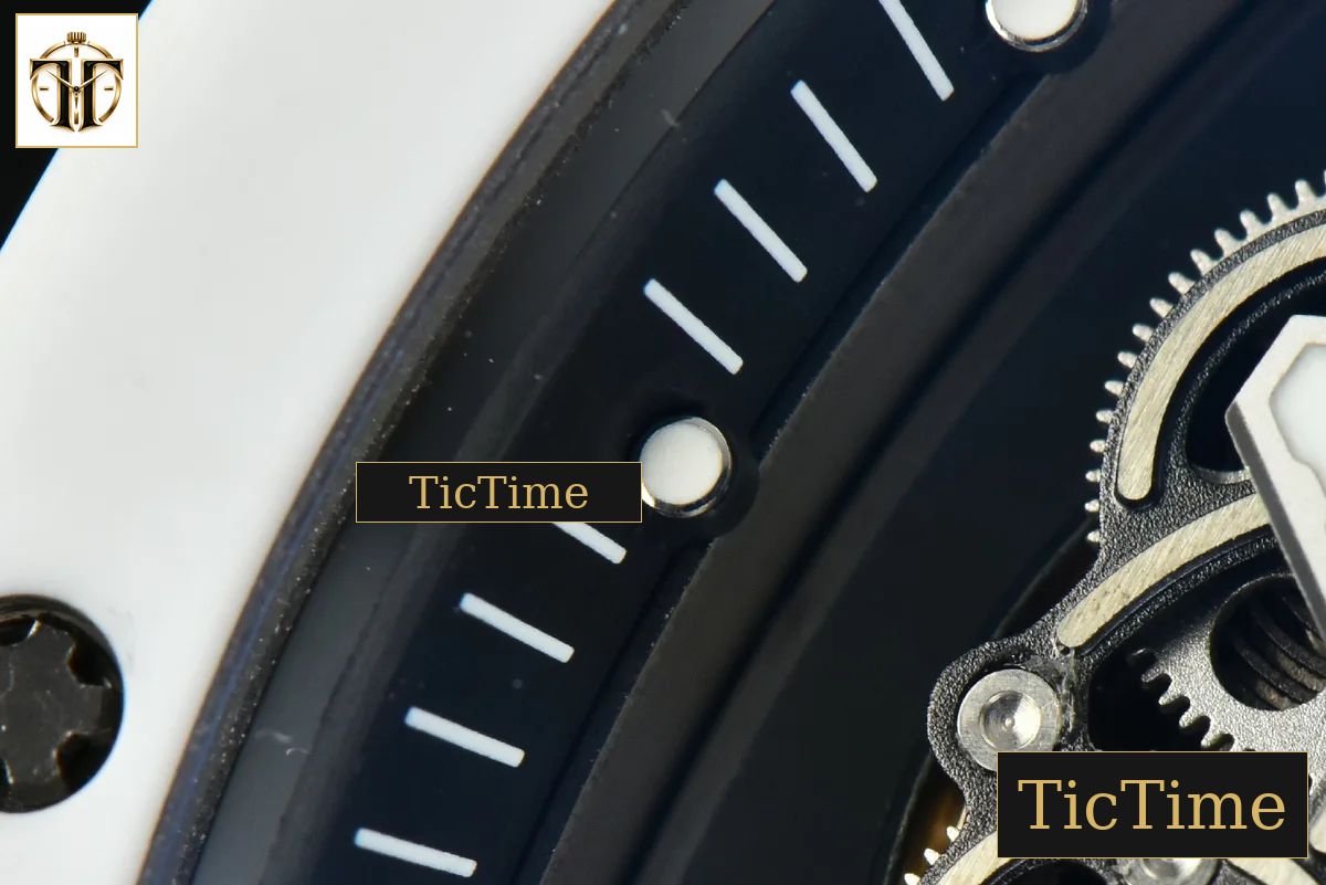 RM055 42.7mm ZF White Ceramic Black Skeleton Dial White Rubber Strap V6 NH05 — foto 5