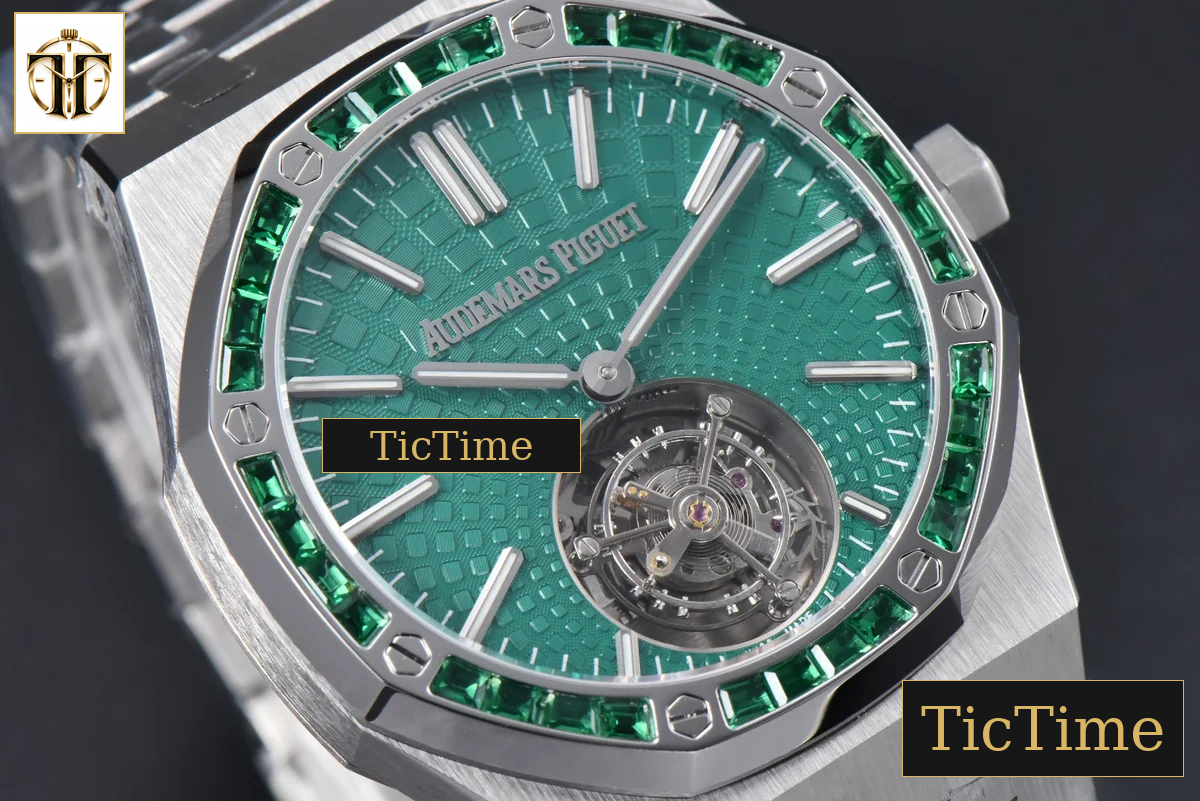 Royal Oak Tourbillon 41mm R8F Diamond Bezel Green Dial SS Bracelet Flying Tourb V2 — foto 11