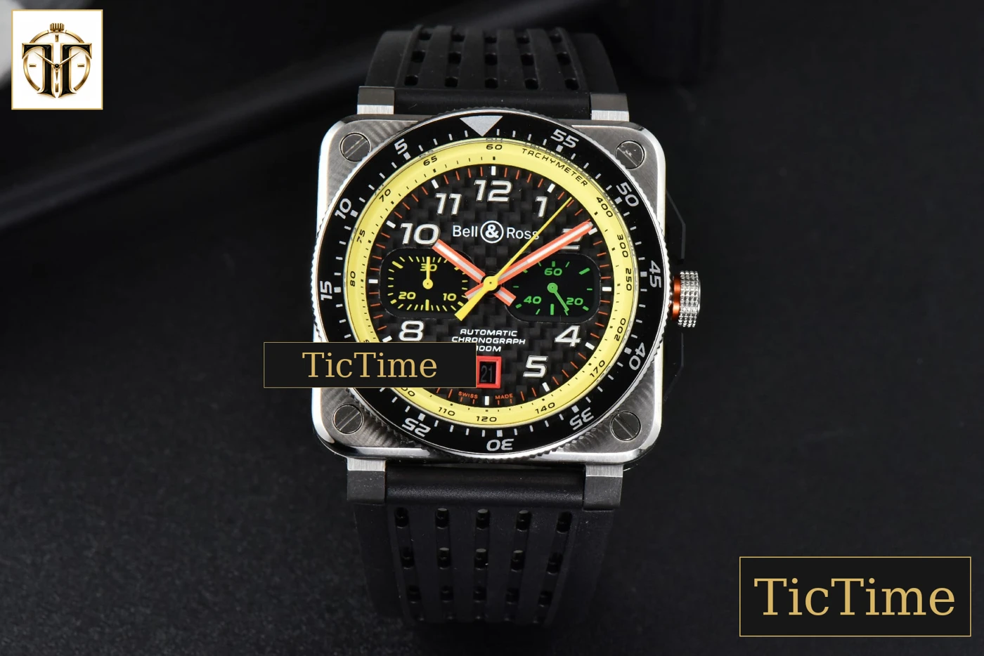 Vista frontal — Vintage 03-94 Chronograph 42mm BRF Stainless steel Black Rubber Strap
