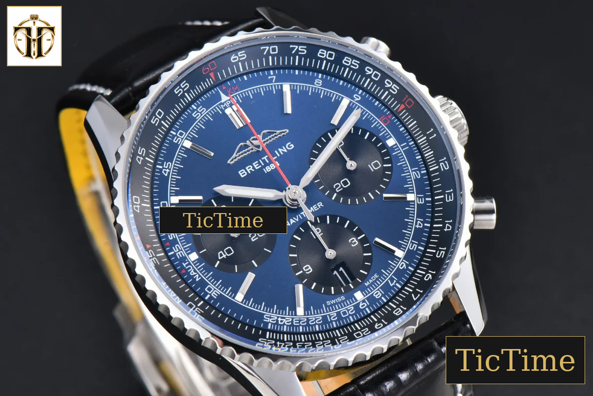 Navitimer B01 43mm BLSF Blue Dial Black Leather Strap A7750 — foto 12