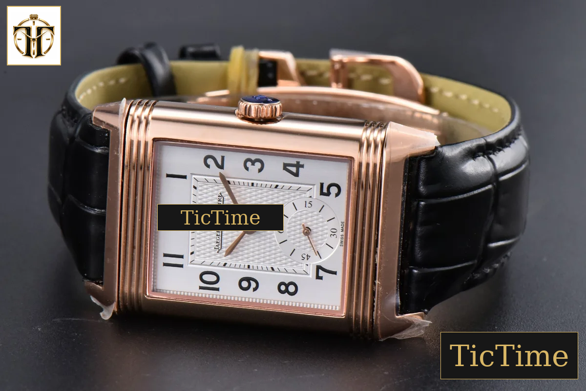 Master Reverso Tribute Small Seconds 30X47mm MGF RG White Dial RG Hands Black Leather Strap A854A — foto 12