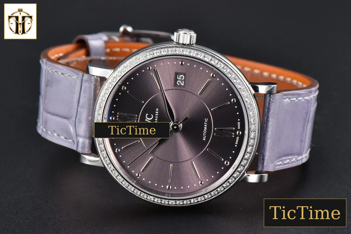 Portofino 37mm V7F Diamond Gray Dial Silver Marker Grape Leather Strap A2892 — foto 13