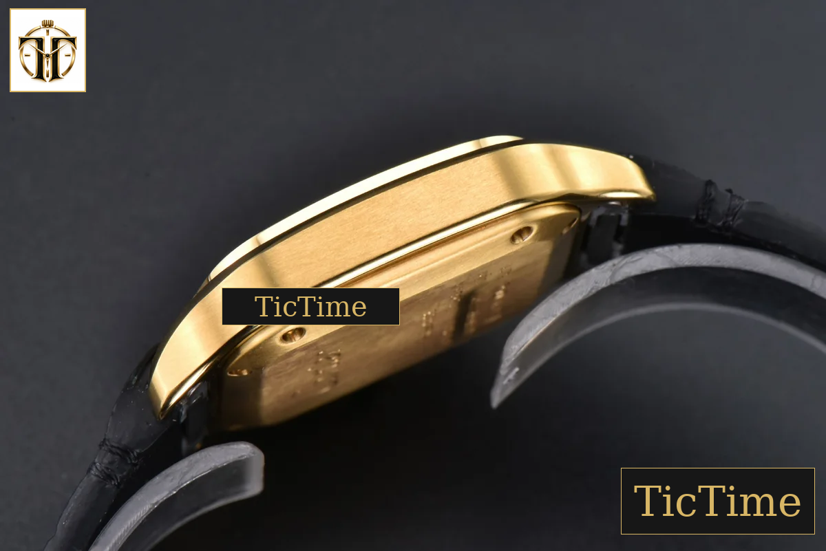 Santos de Cartier Medium 35mm AF YG White Dial Black Leather Strap Miyota 9015 — foto 13