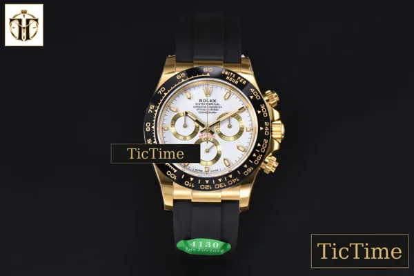 Foto frontal — Daytona 116518 40mm APSF YG White Dial Ceramic Bezel Lume Marker Oysterflex Strap Tungsten Version SH4130