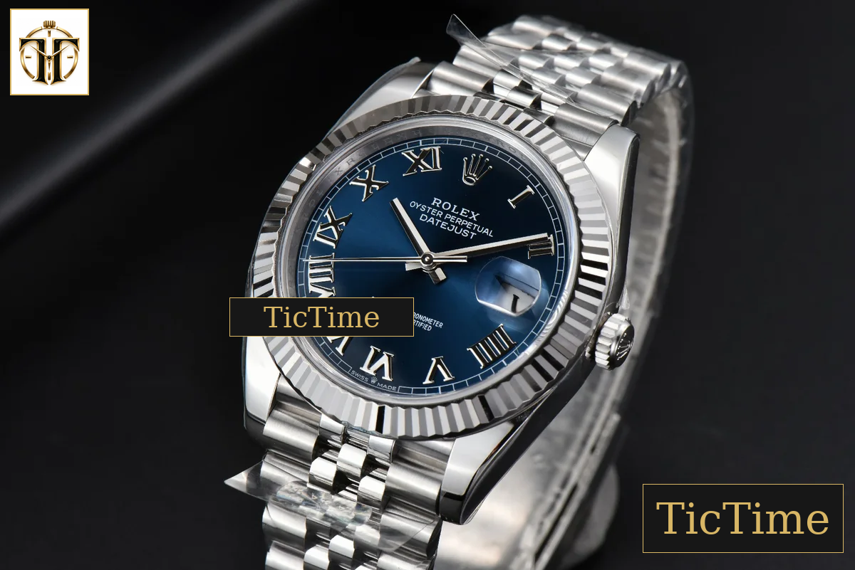 DateJust 904L Fluted Bezel 126334 41mm ARF Blue Dial Roma Marker Jubilee Bracelet 2824 — foto 4