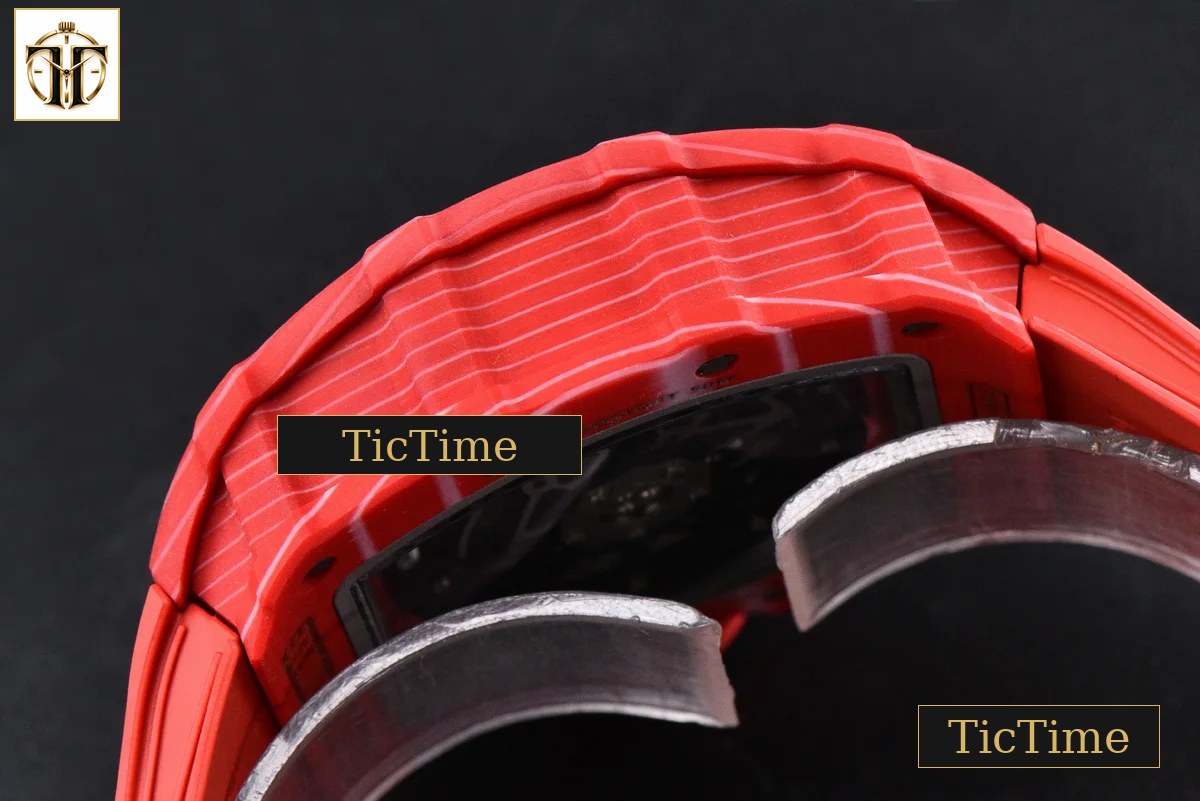 NTPT RM035-02 ZF Red Bezel Black Skeleton Dial Red Crown Red Rubber Strap V7 RMAL1 — foto 17