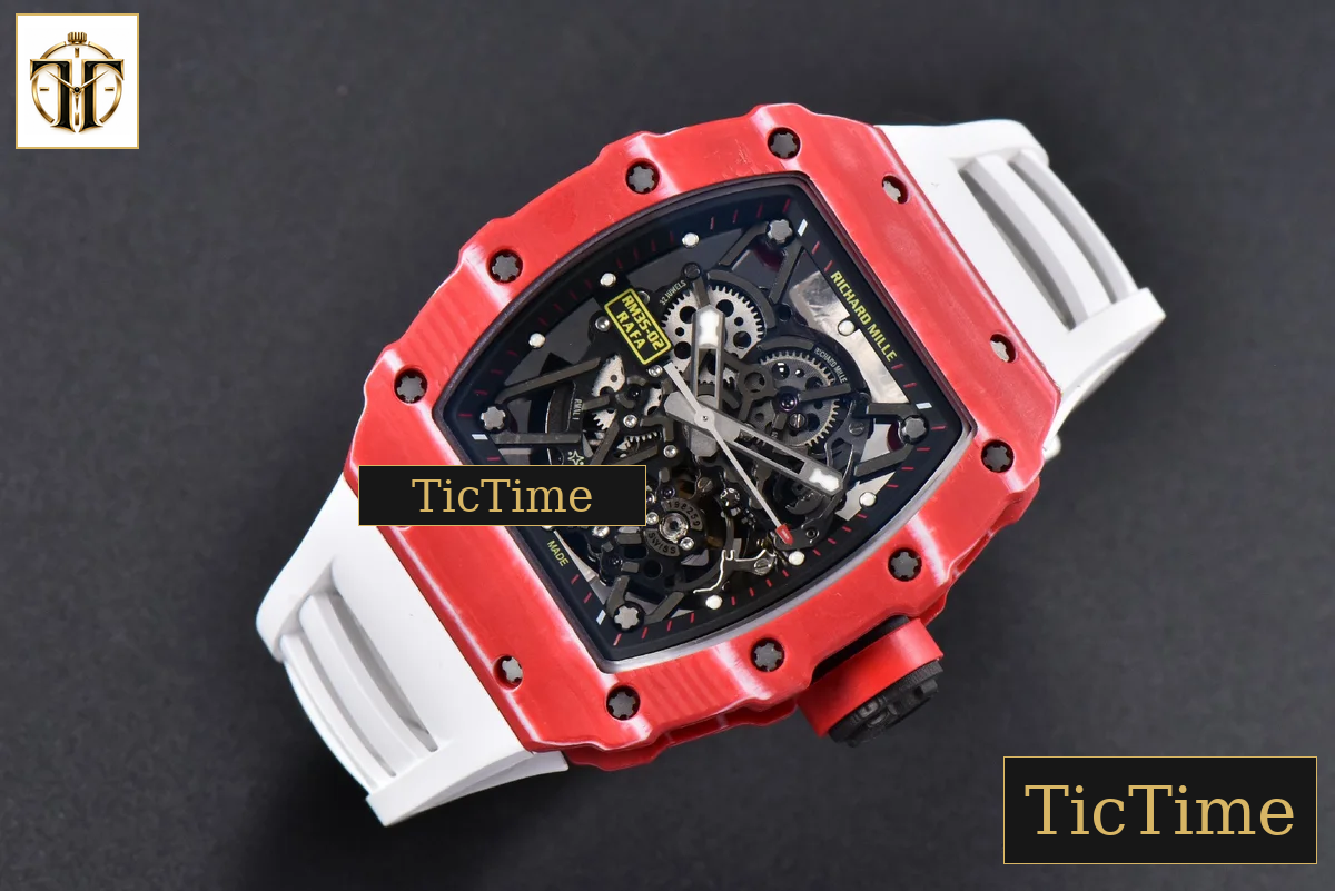 RM035-02 42mmx50mm ZF Red Carbon Dial white Rubber Strap V5 NH05A — foto 3