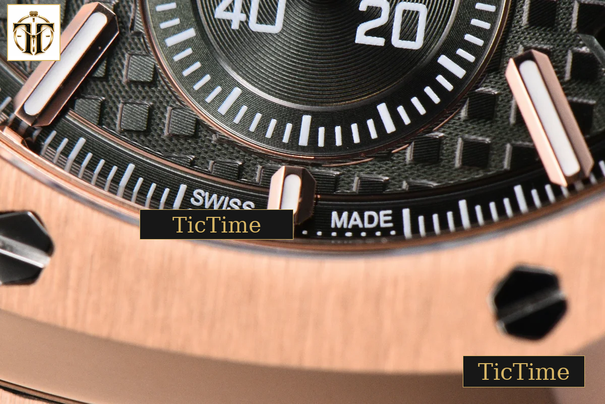Royal Oak Chronograph 26240 41mm APSF RG Green Checkered Dial Green Subdial Black Rubber Strap V2 SH4401 — foto 10