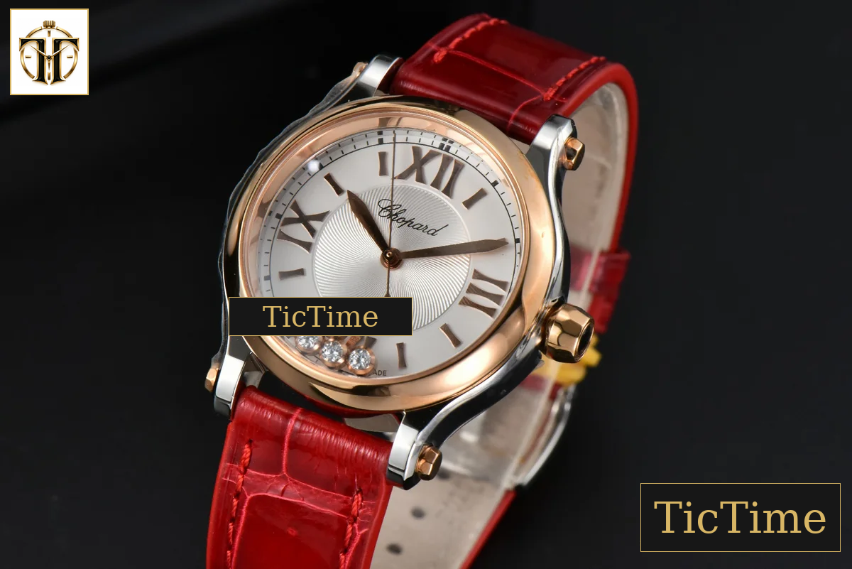 Happy Sport Automatic 33mm HWF RG/SS White Dial Red Leather Strap A2892 — foto 3