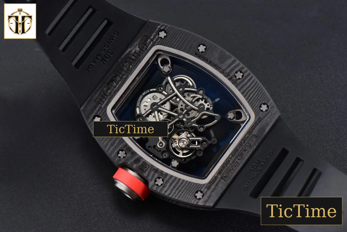 RM055 42.7mm APSF Black Skeleton Dial Black Bezel Red Crown Black Rubber Strap RMUL2 — foto 17