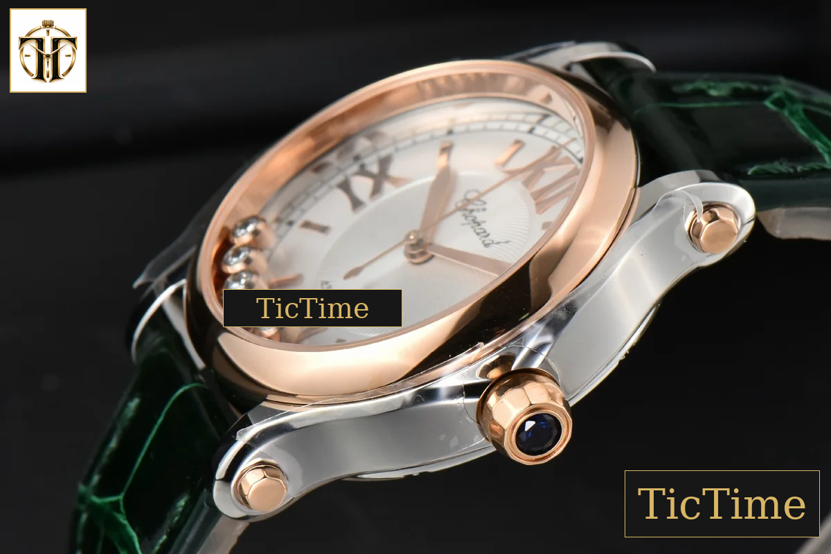 Happy Sport Automatic 33mm HWF RG/SS White Dial Green Leather Strap A2892 — foto 10