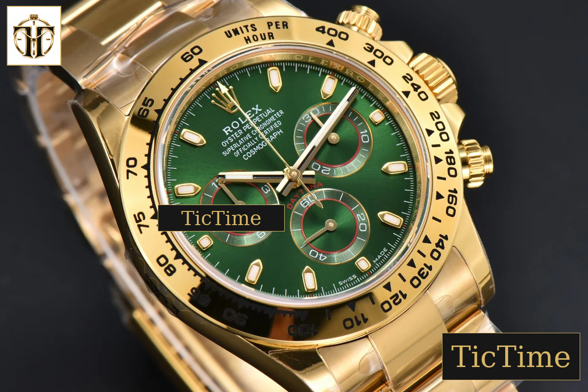 Daytona 116508 APSF YG Green Dial Lume Marker YG Bracelet SH4130 — foto 13