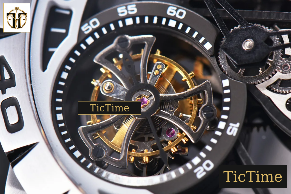 Excalibur Sports Tourbillon 46mm JBF Titanium Skeleton Dial Black Crown Black Rubber Strap — foto 6