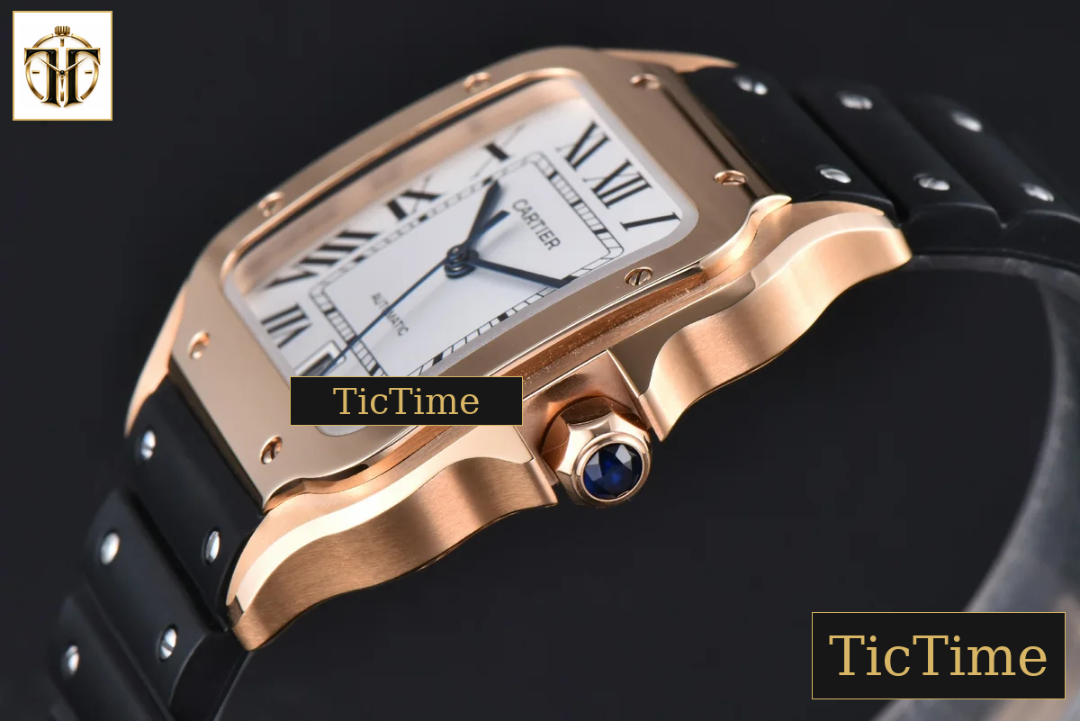 Santos de Cartier XL 40mm AF RG White Dial Black Rubber Strap Miyota 9015 — foto 9