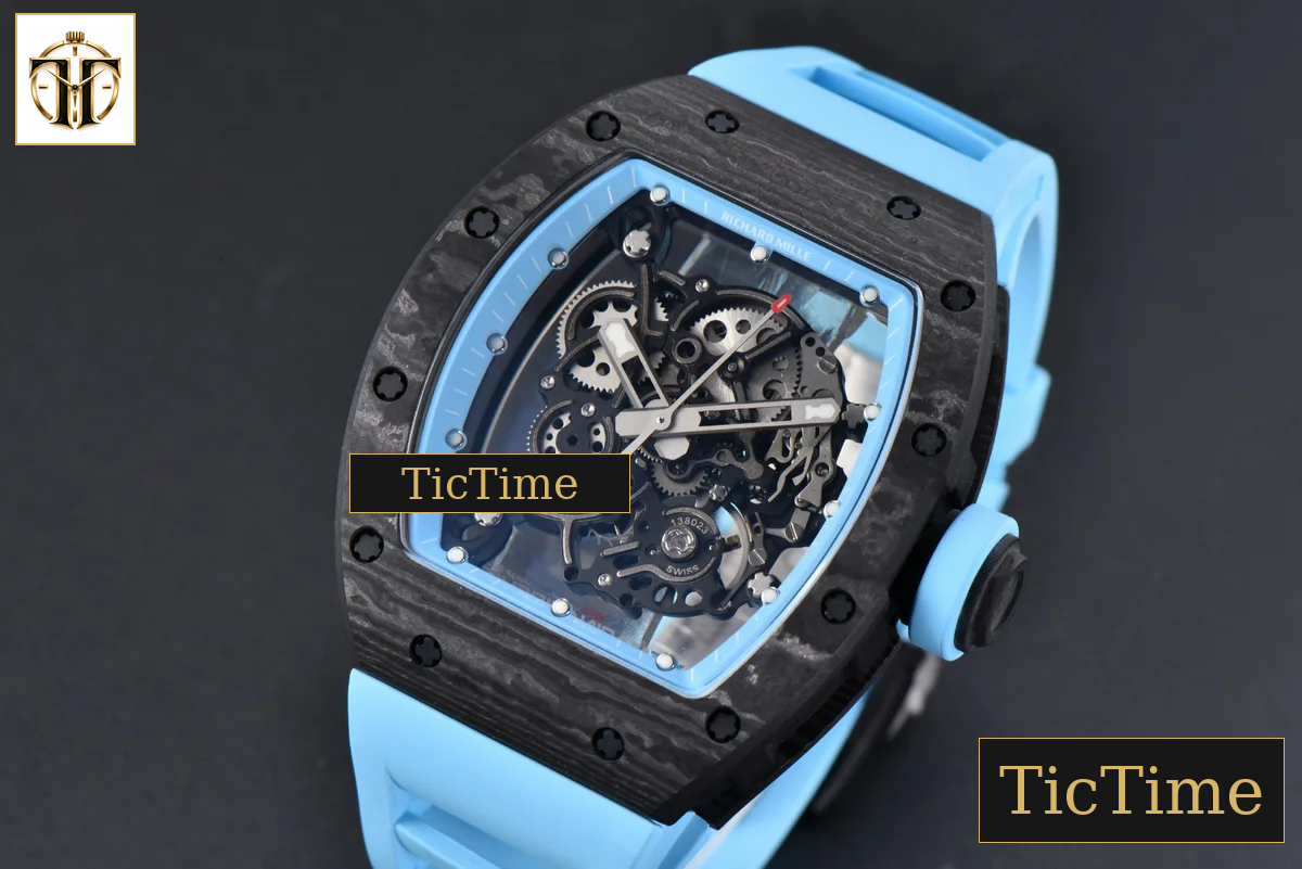 NTPT RM055 42.7mm BBRF Blue Skeleton Dial Blue Rubber Strap RMUL2 — foto 4