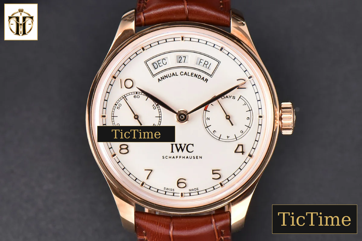 Portuguese PR Annual Calendar IW503504 44mm ZF RG White Dial Brown Leather Strap A5280 — foto 19