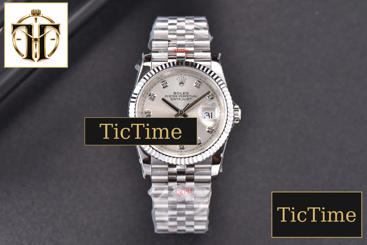 Vista frontal — DateJust 36mm GMF SS Silver Dial Diamond Marker Jubilee Bracelet VR3235