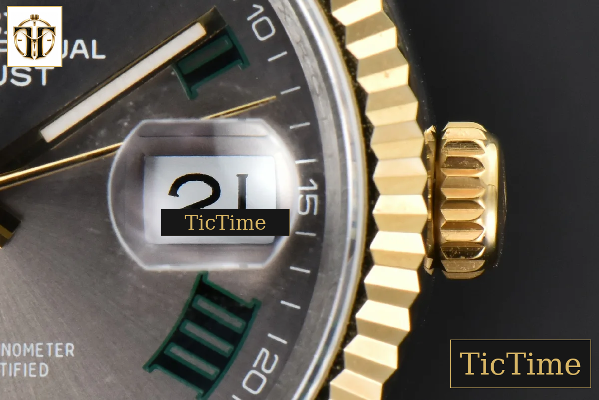 DateJust 36mm BPF YG/SS Wimbledon Gray Dial Green Roma Marker Jubilee Bracelet A2824 — foto 9