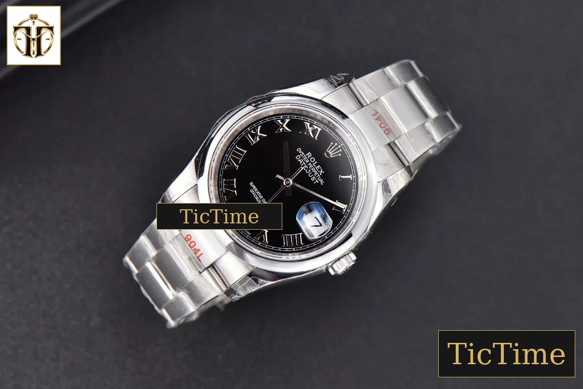 DateJust 36mm GMF SS Smooth Bezel Black Dial Roma Marker Oyster Bracelet VR3235 — foto 3