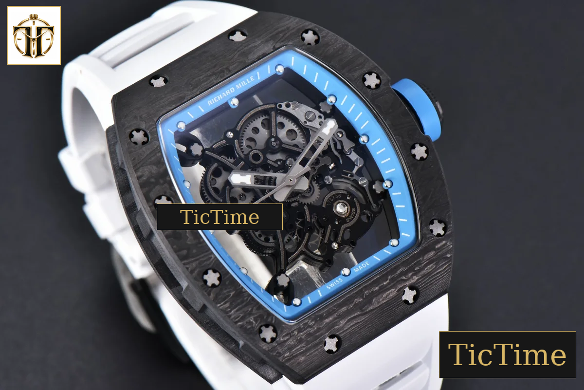 NTPT RM055 42mm RMF Blue Skeleton Dial White Rubber Strap RMUL2 — foto 13