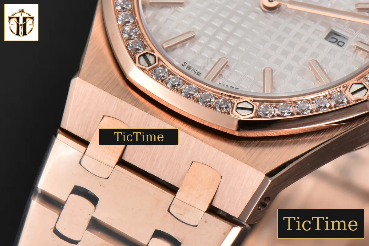 Royal Oak Ladies 33mm 8F RG Diamond White Dial RG Bracelet Swiss Quartz — foto 11