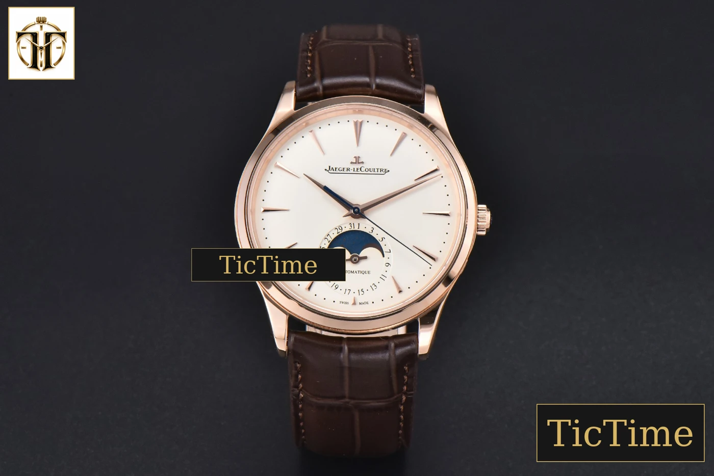 Vista frontal — Master Ultra Thin Moonphase 1362520 39mm APSF RG White Dial Brown Leather Strap SA925