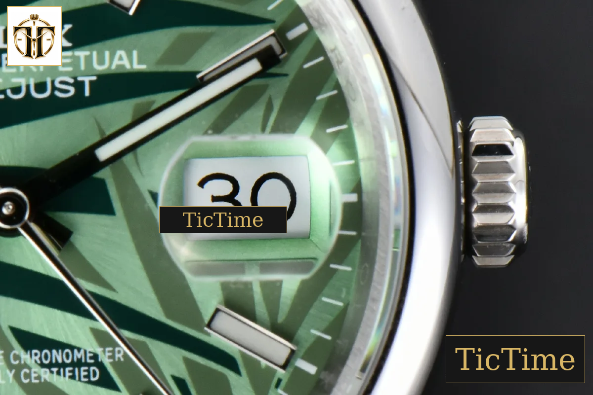 DateJust Smooth Bezel 36mm BPF Green Plam Dial Jubilee Bracelet A2824 — foto 9