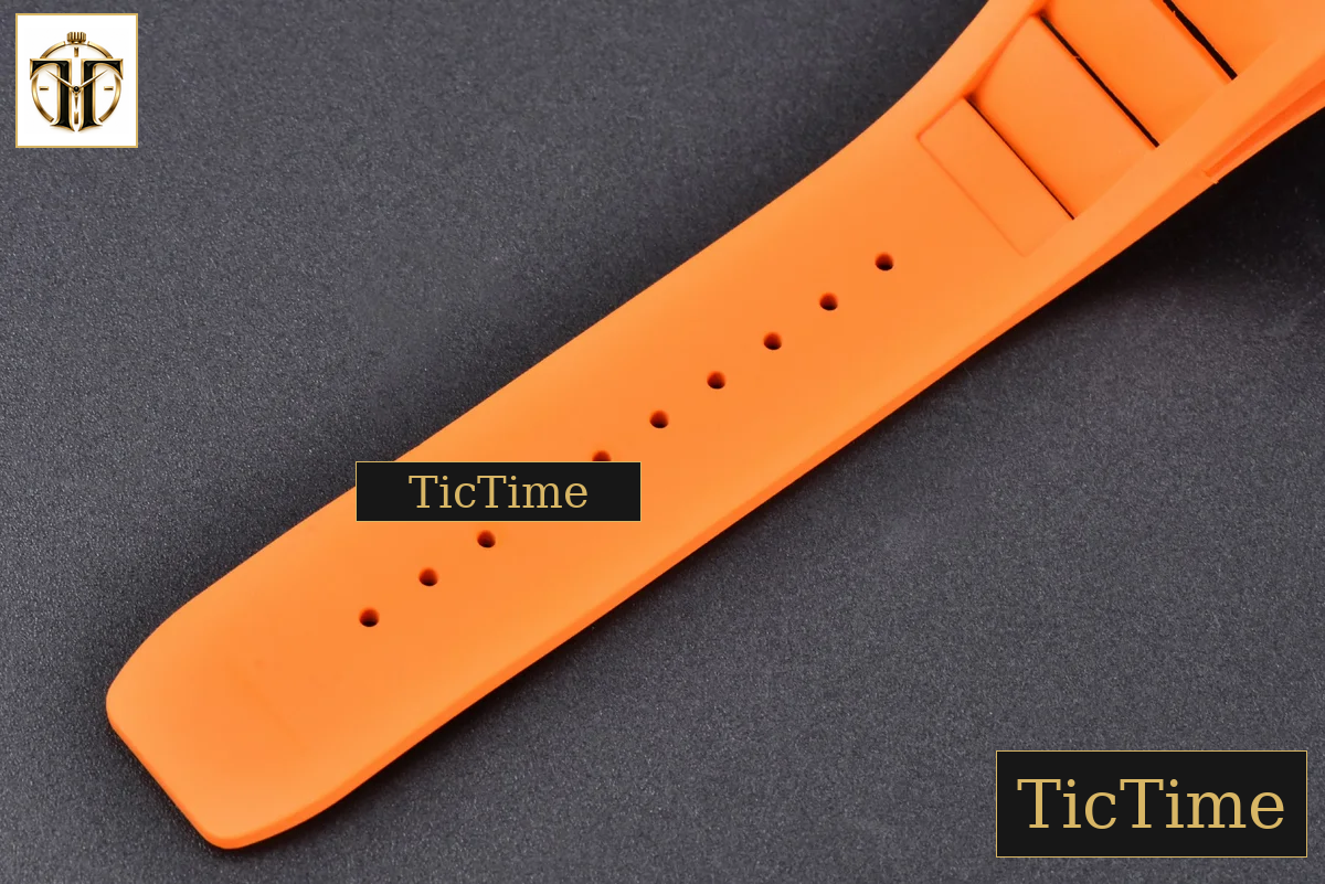 RM035-02 42mm T+F Black Forged Carbon Black Skeleton Dial Orange Crown Orange Rubber Strap RMUL2 — foto 26