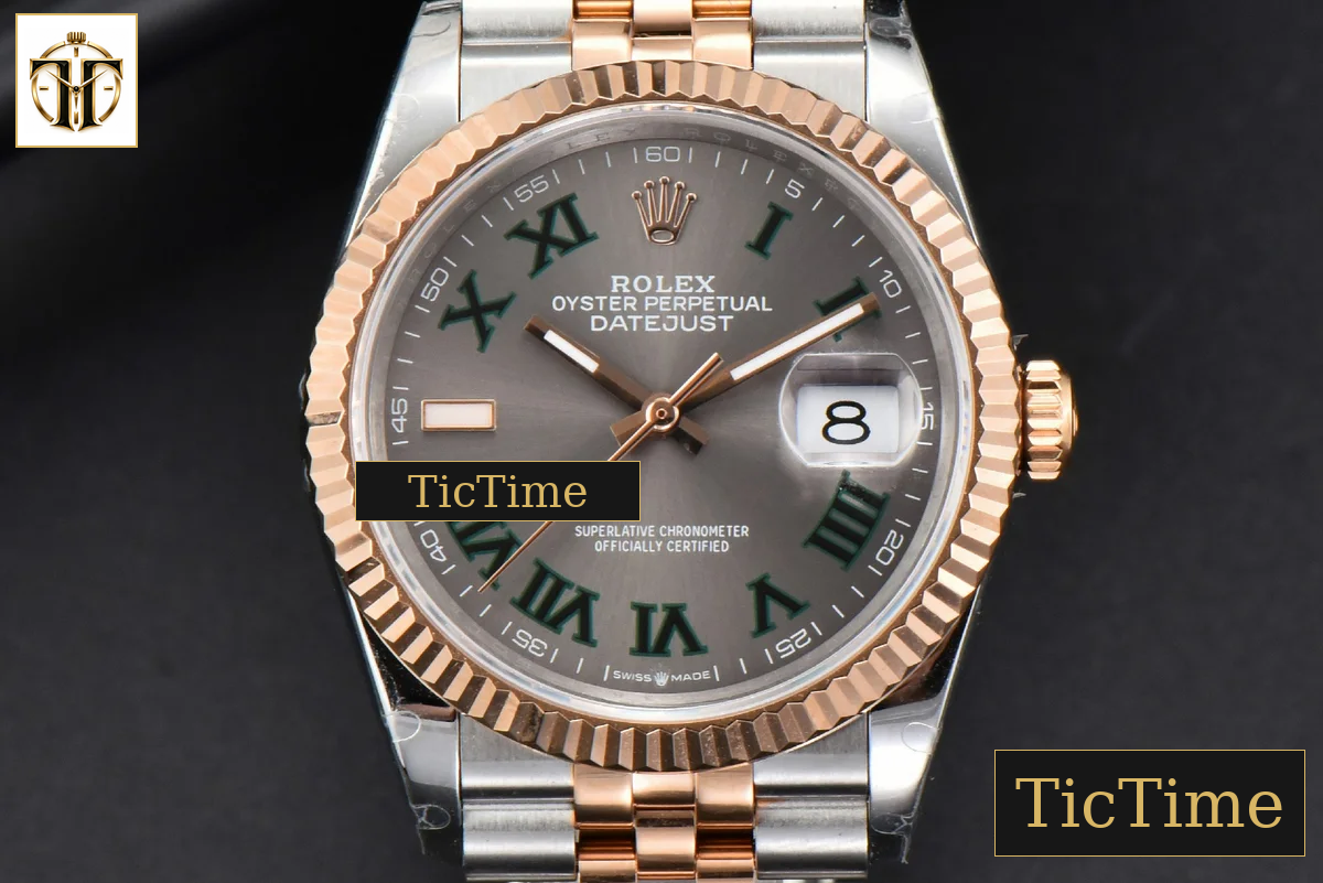 DateJust 36mm BPF RG/SS Fluted Bezel Gray Wimbledon Dial Jubilee Bracelet A2824 — foto 2